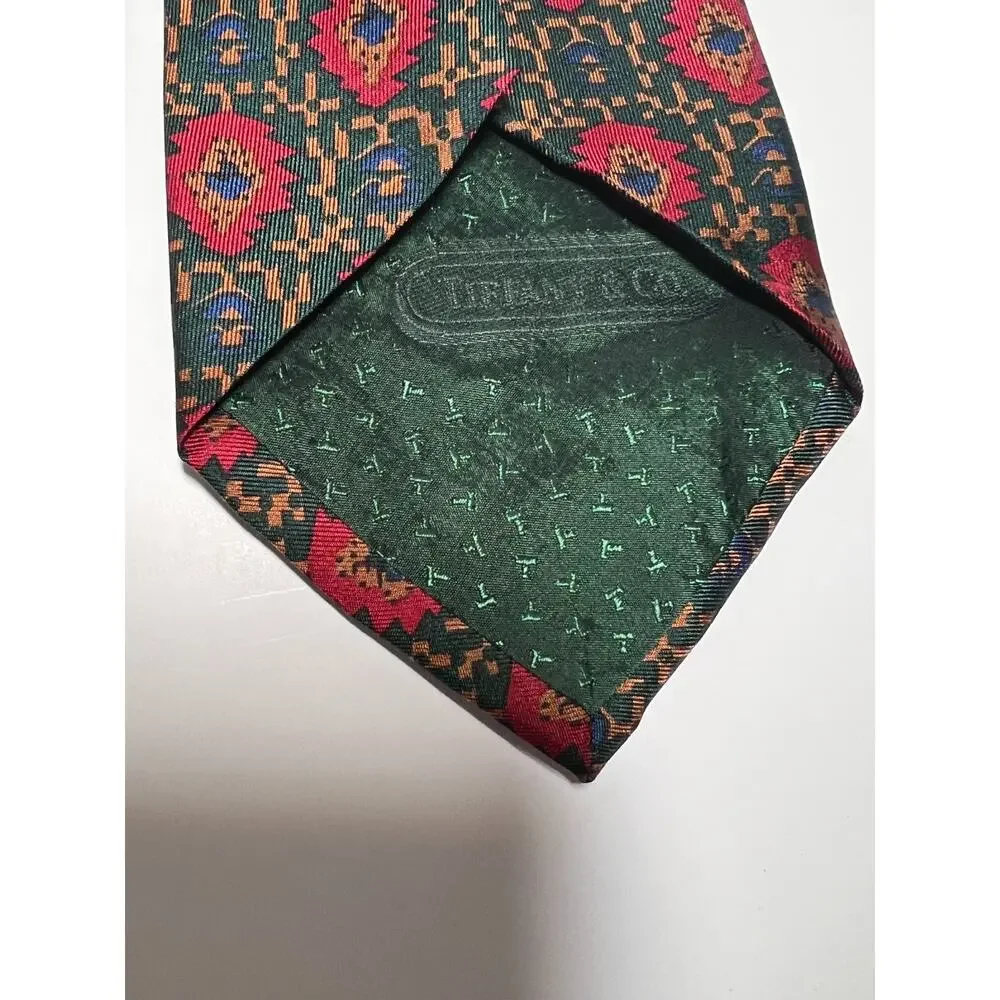 Tiffany & Co. LN Multicolor Print 100% Silk Tie Necktie 57
